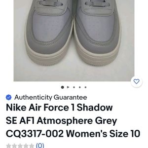 Nike Air Force 1 Shadow SE AF1 Atmosphere Grey CQ3317-002 Women's Size 10
